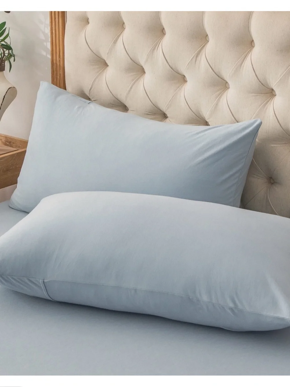 Jersey Knit Pillowcases Queen 20x30” (2-Pack) LIGHT BLUE